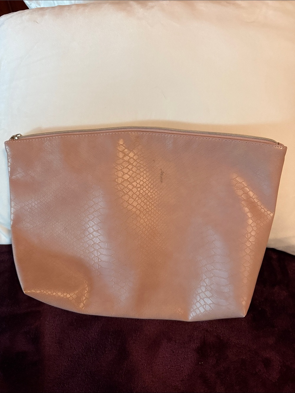 Pink Pleather Cosmetics Bag